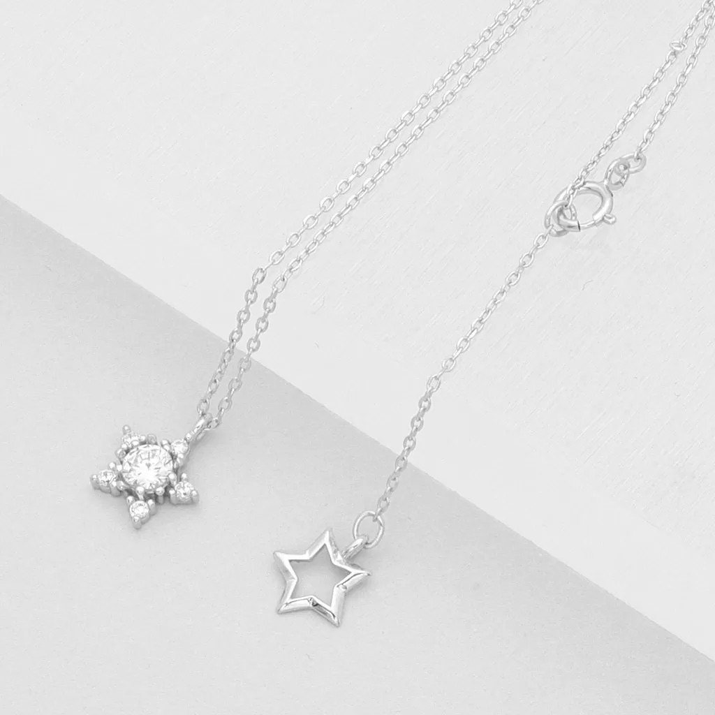 Sterling Silver C.Z Star Necklace