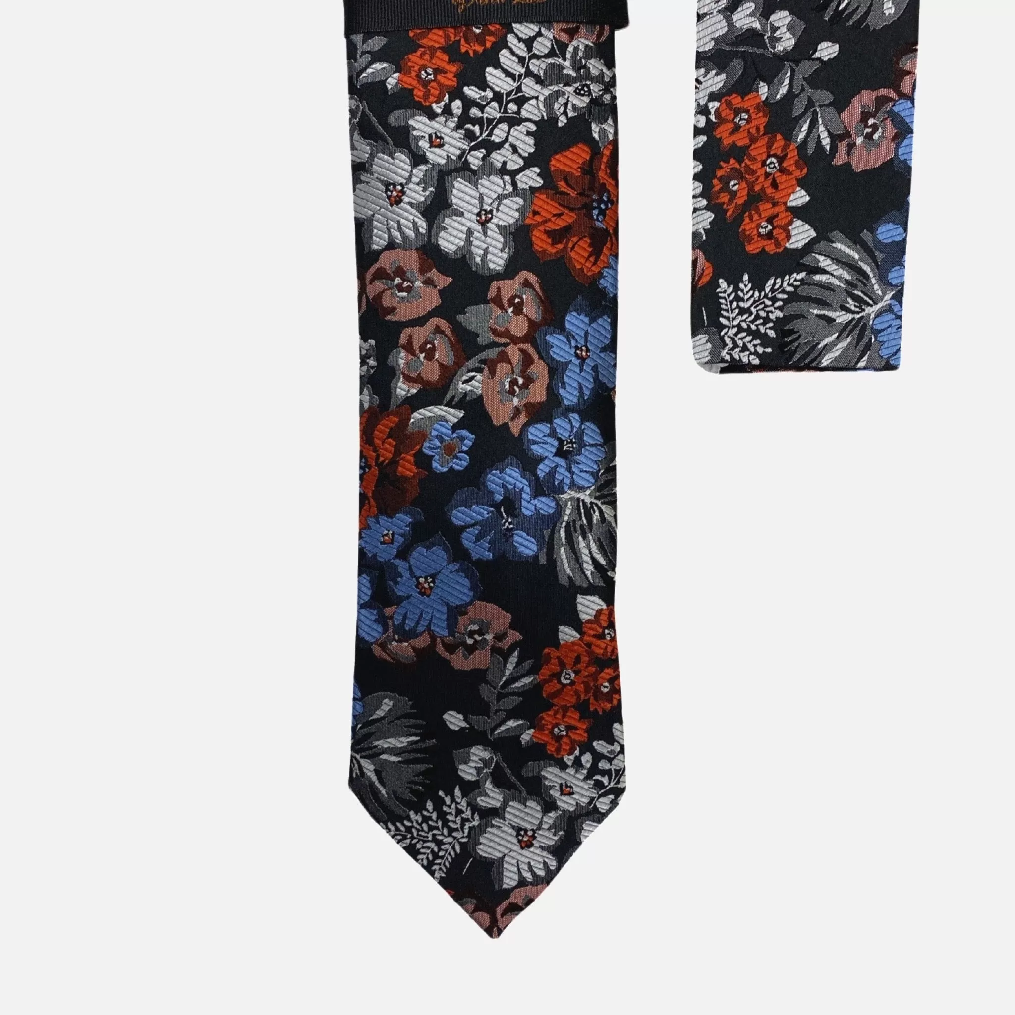 Steven Land “BW2412” Black Silk Tie and Hanky