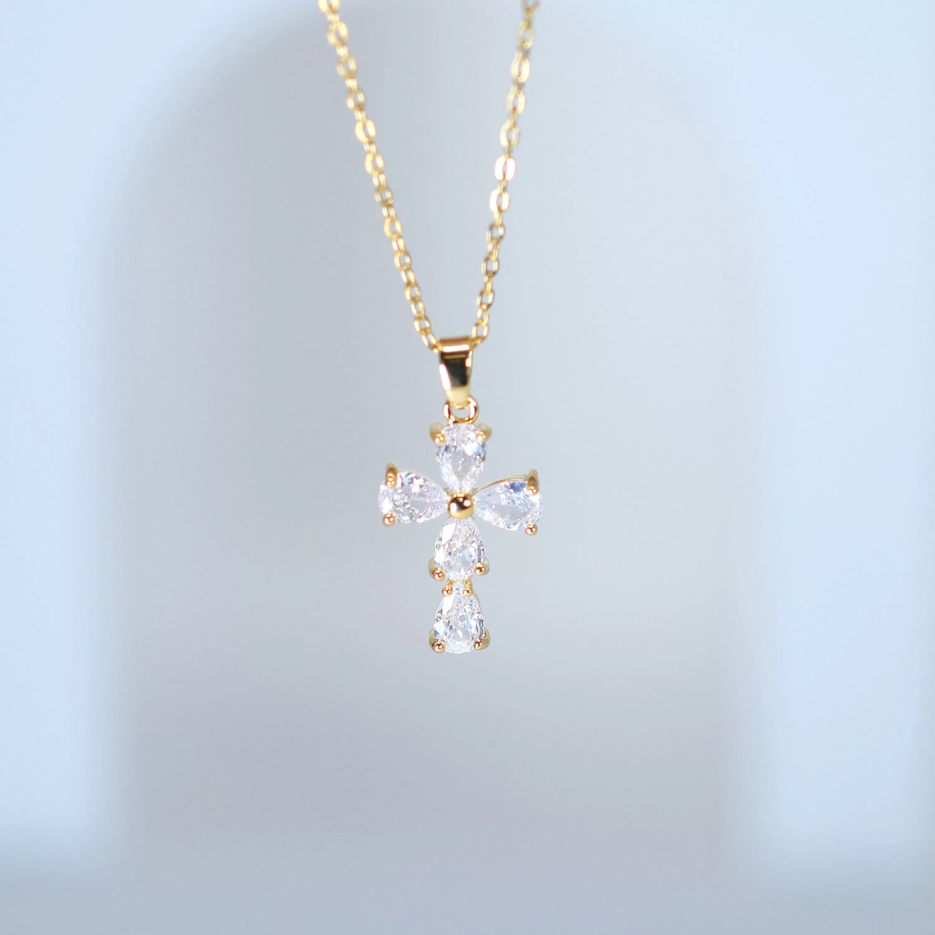 Swarovski Crystal Dainty Clover And Cross Drop Necklace , Bridal Jewelry, Bridal Earrings And Necklace, Statement Earrings Cz, Necklace Set