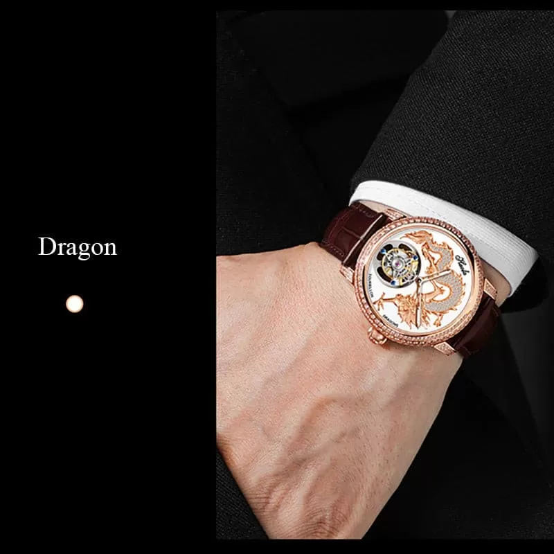 Tourbillon Couple Watches With Dragon