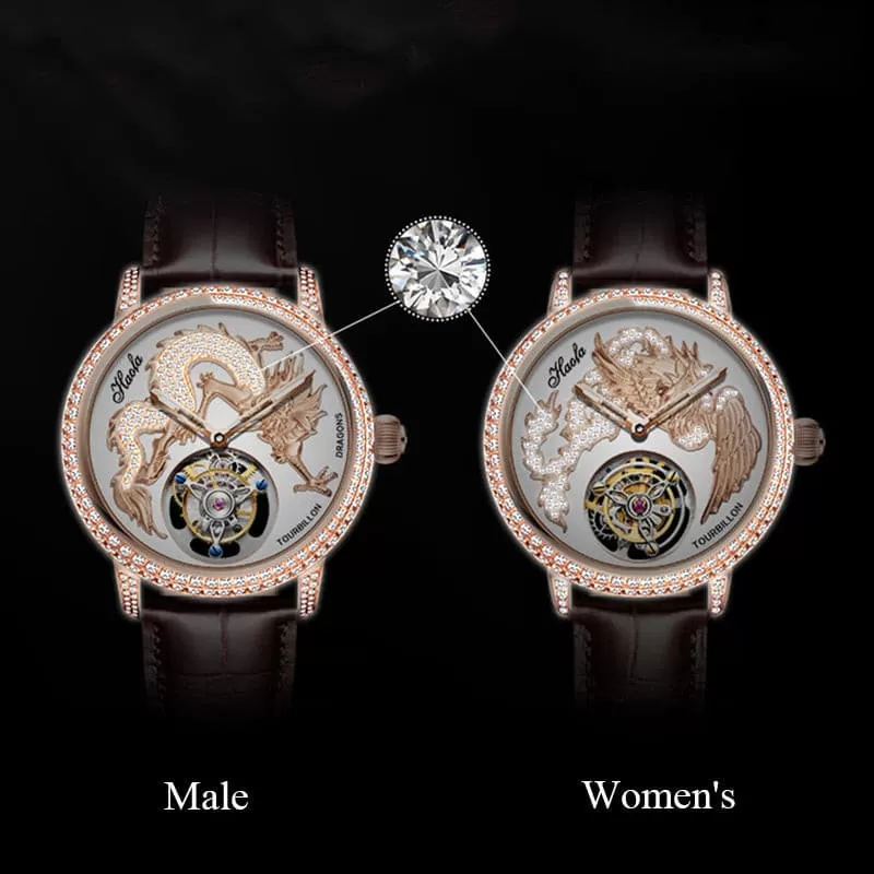 Tourbillon Couple Watches With Dragon