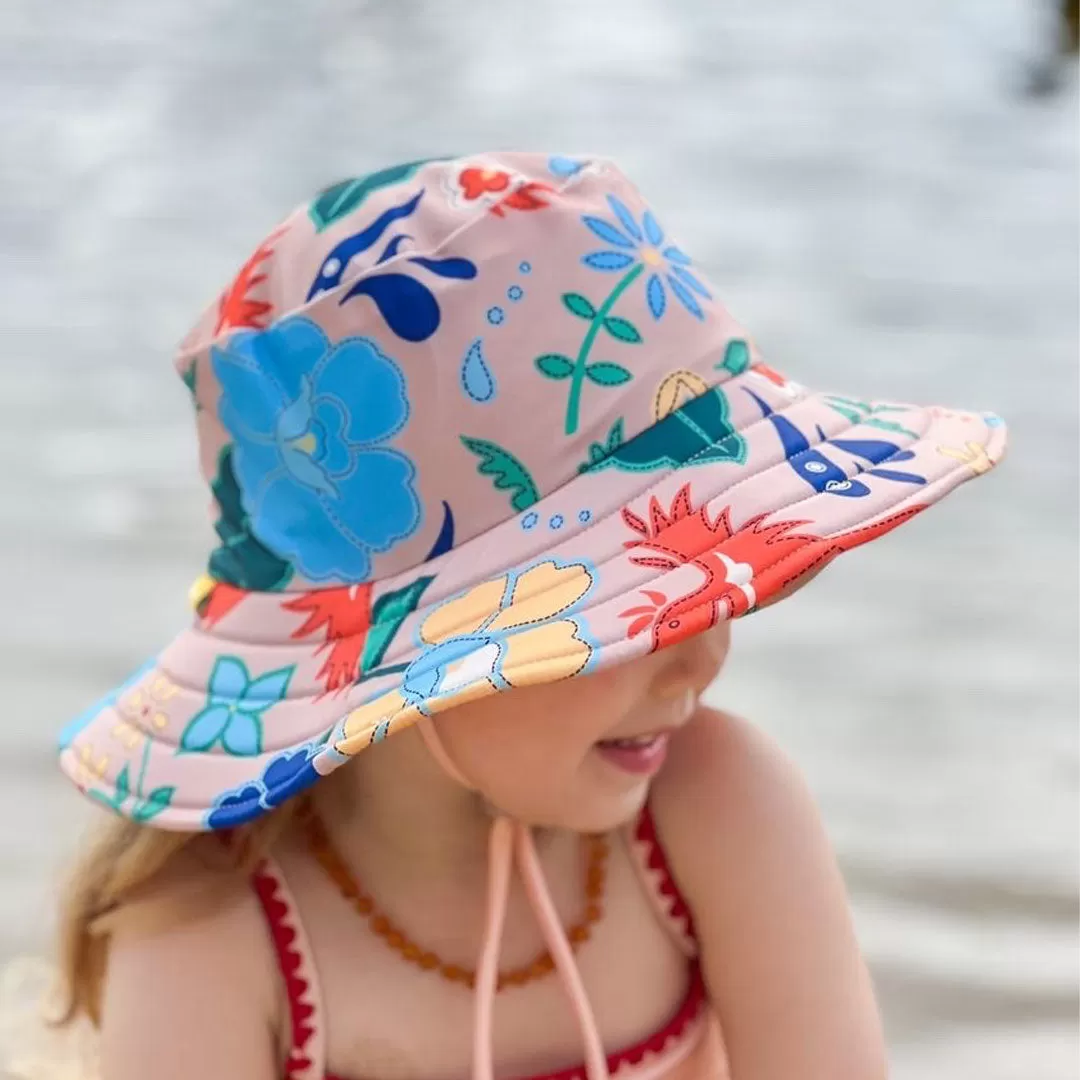 Tyoub Kids Wide Brim Bucket Hat Phoenix Vanilla