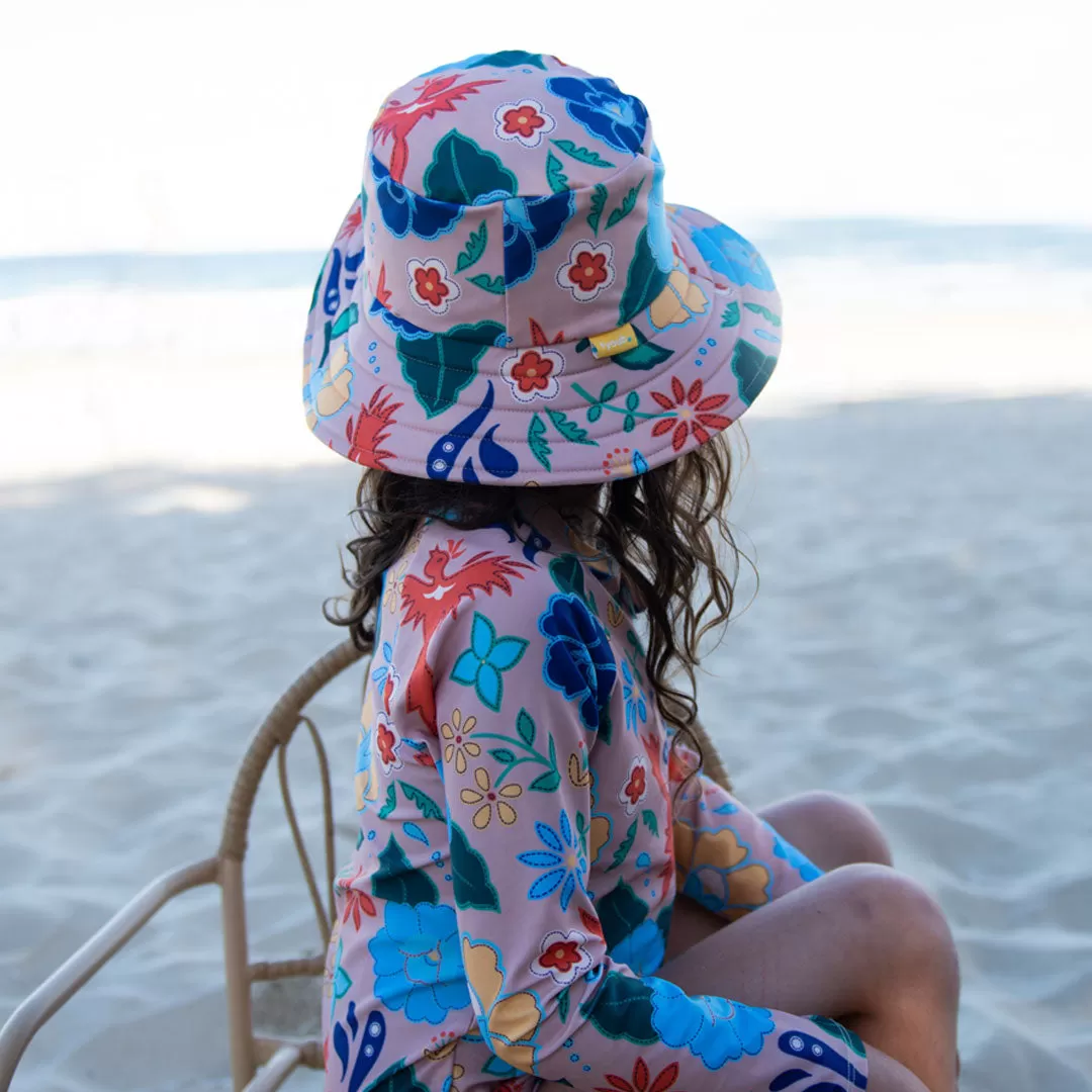 Tyoub Kids Wide Brim Bucket Hat Phoenix Vanilla