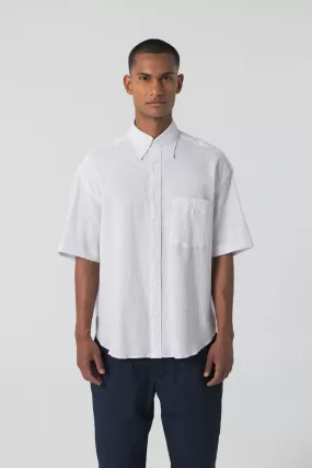 Unfeigned - Short Sleeve Baggy Shirt Seersucker - Lavender