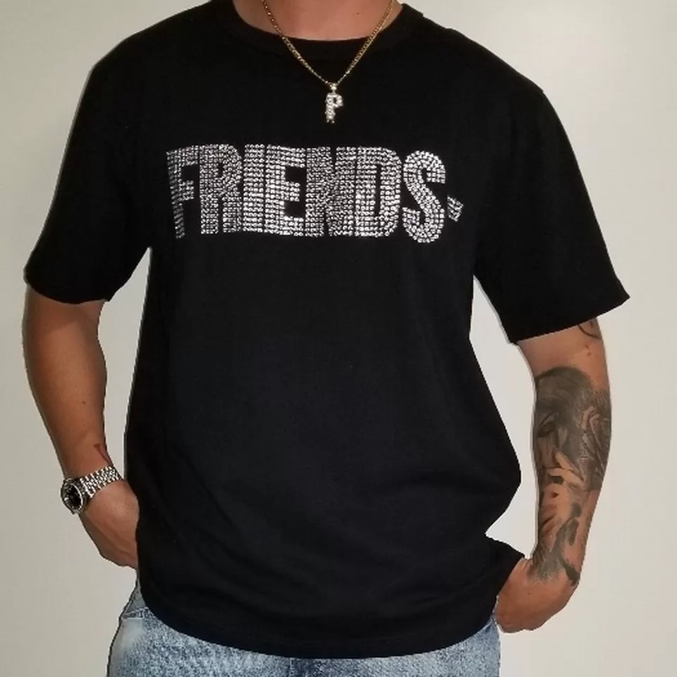 VLONE Friends Rhinestone Tee Black