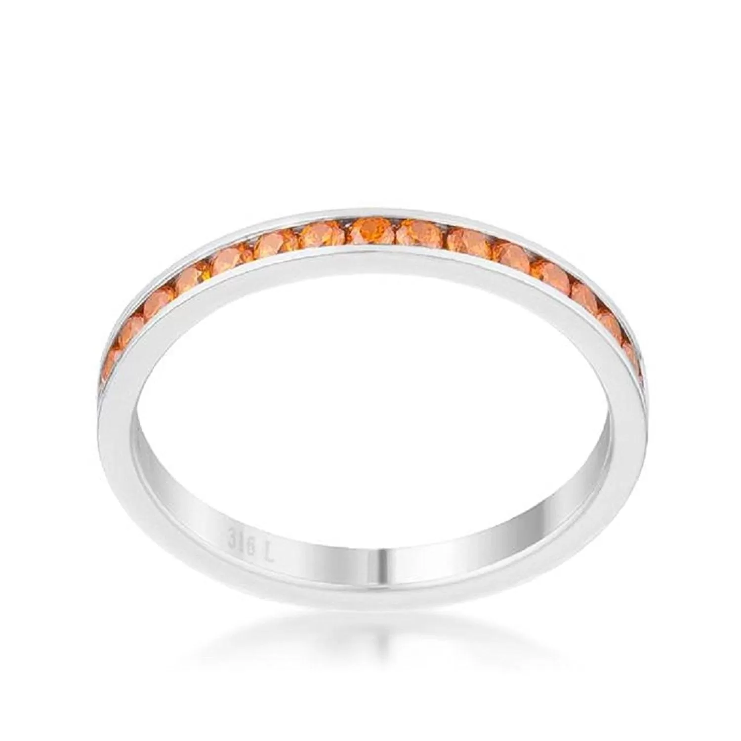 WildKlass 0.5ct Orange CZ Stainless Steel Eternity Band