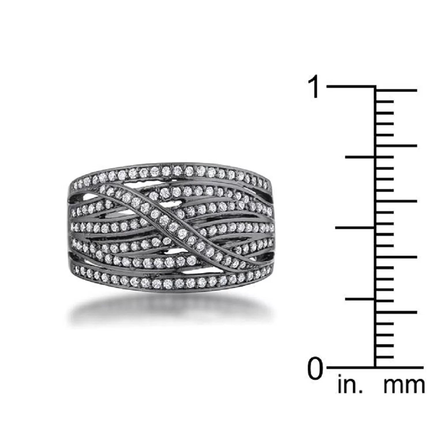 WildKlass 0.75ct CZ Hematite Wide Statement Ring