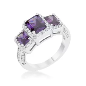 WildKlass 2.3ct Amethyst CZ Rhodium Plated Classic Trio Ring