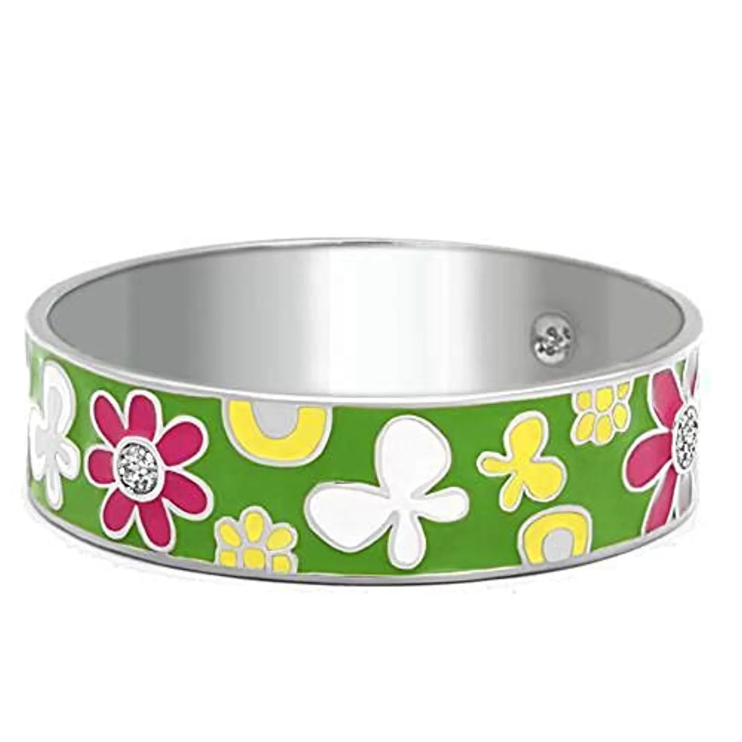 WildKlass Stainless Steel Flower Bangle High Polished (no Plating) Women Epoxy Multi Color