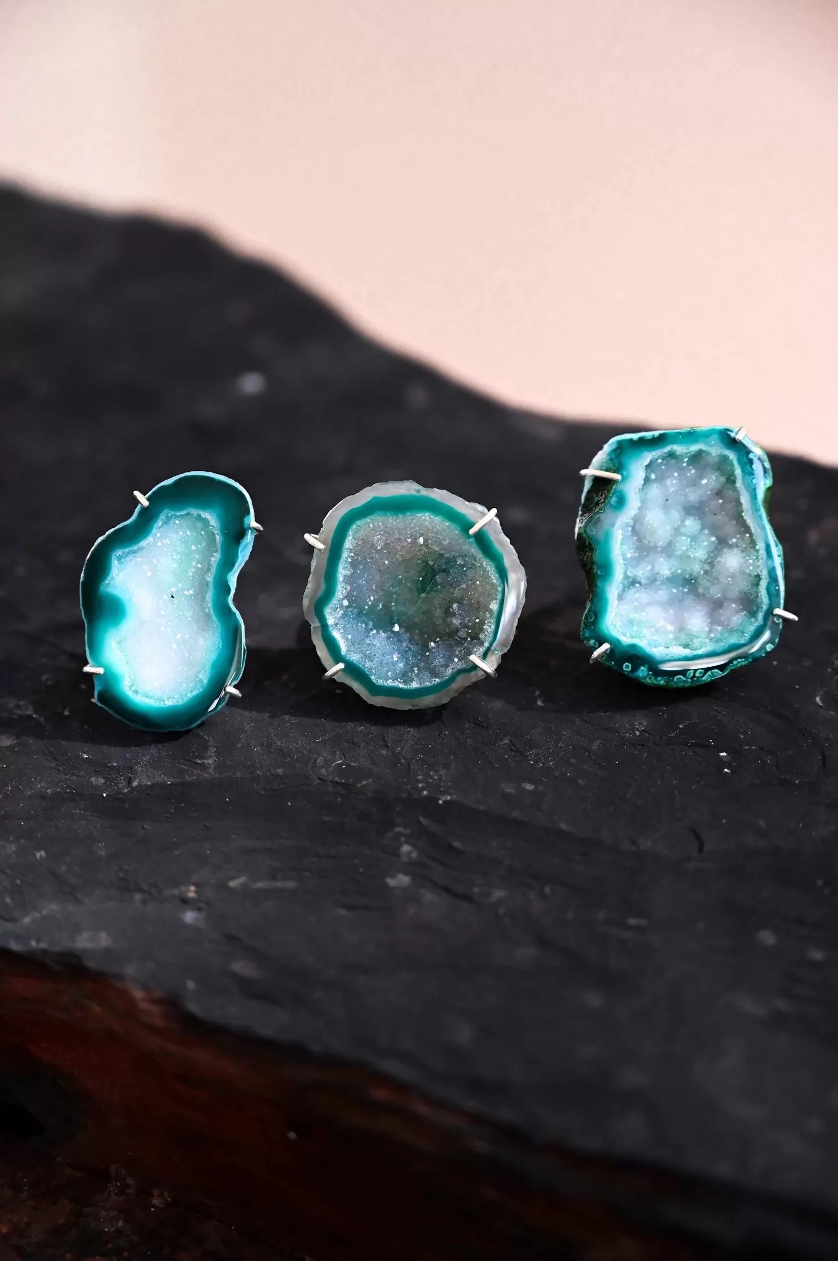 You Just Sparkle Green Agate Geode Druzy Ring