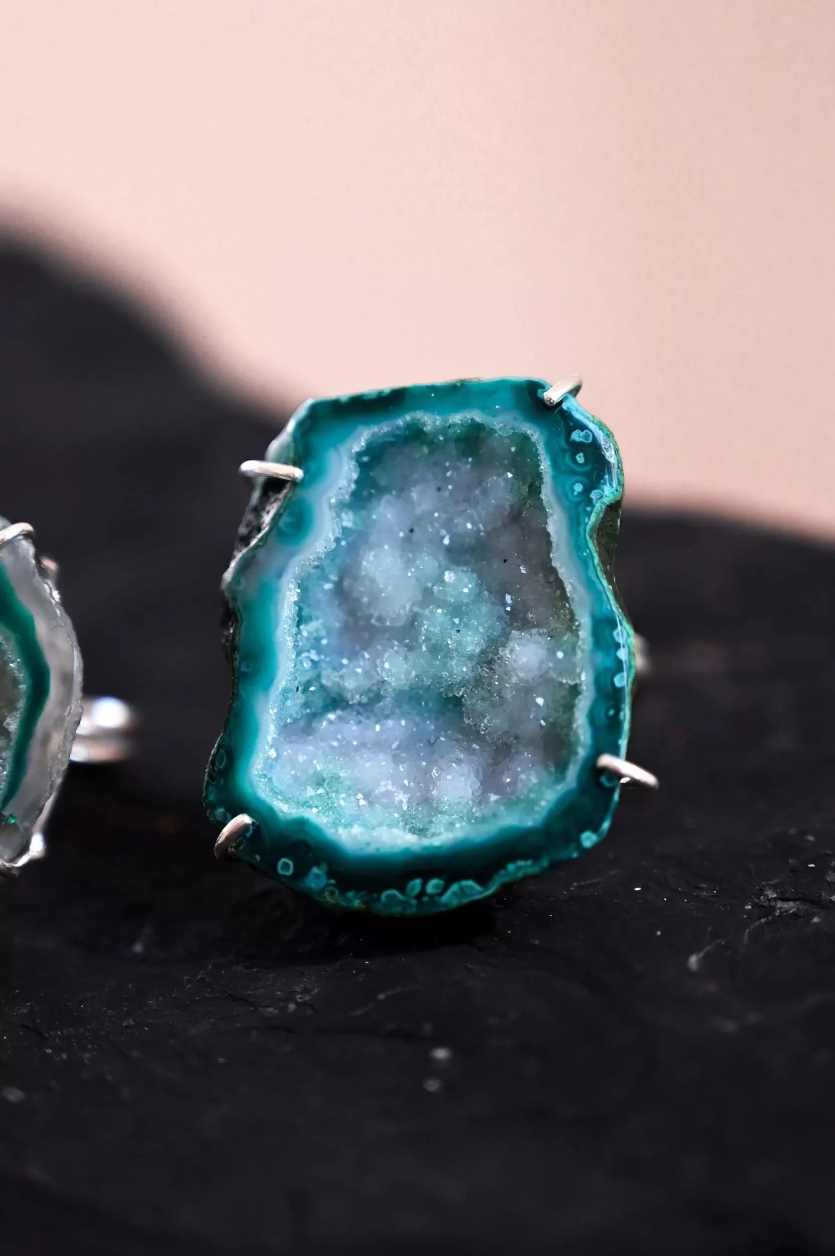 You Just Sparkle Green Agate Geode Druzy Ring